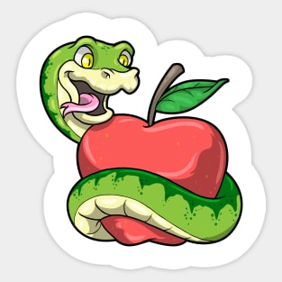 Snake with green Head & Apple Sticker